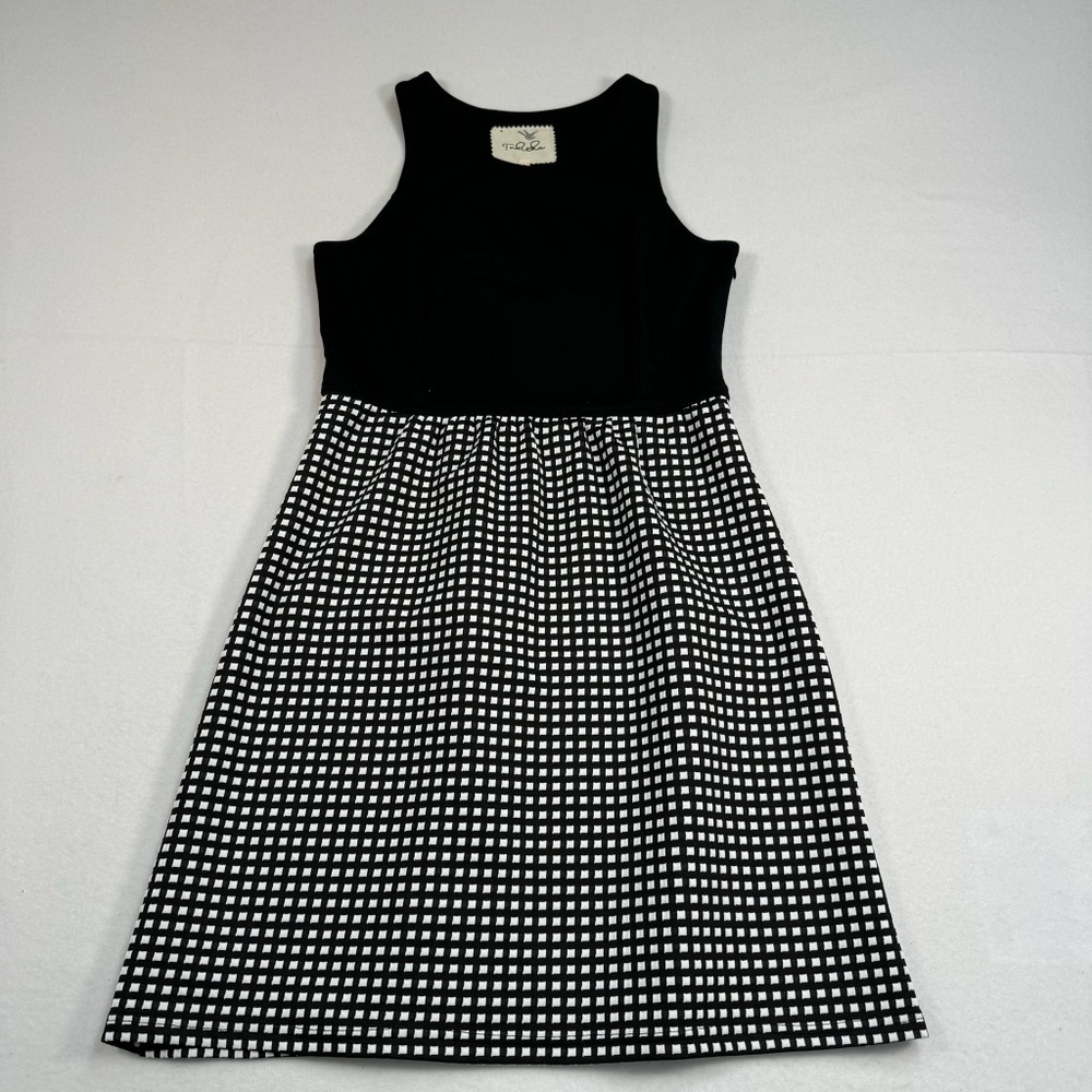 Tabitha Black White Check Print Sleeveless Mini Dress Womens Size 6 Zip Closure